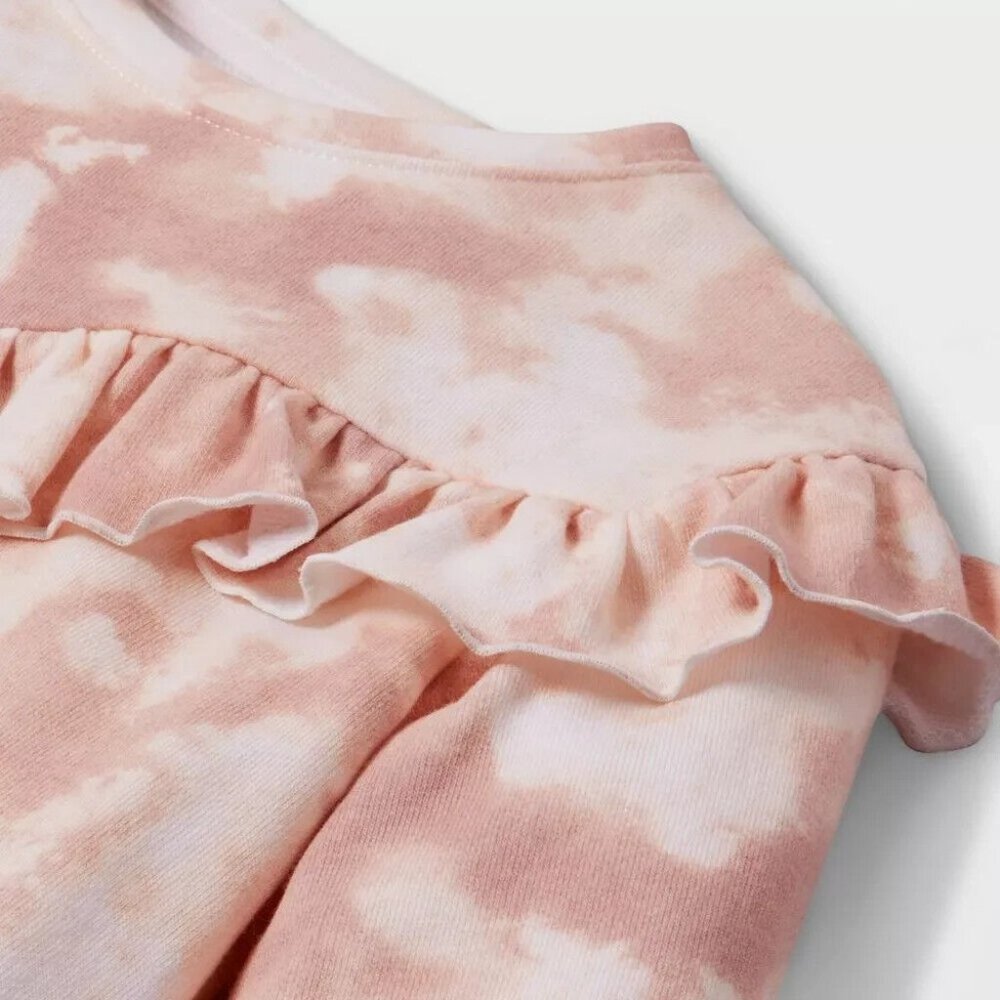 Grayson Collective Toddler Girls' Pink Tie-Dye Ruffle Terry Sweatshirt - Picture 3 of 5